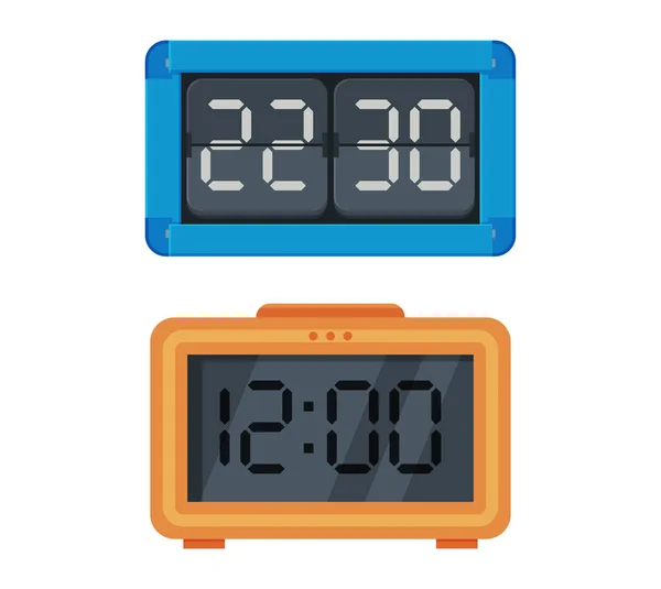 Digitaluhr mit Uhrwerk-Mechanismus zur Anzeige des Zeitvektorsatzes — Stockvektor