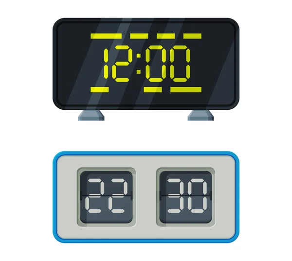 Digital Clock with Clockwork Mechanism Displaying Time Vector Set — Stock Vector