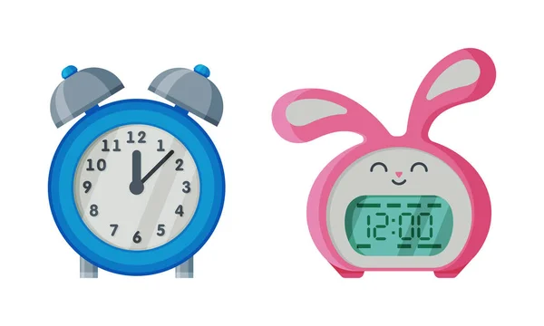 Reloj con cara de reloj y mecanismo de relojería que muestra el conjunto de vectores de tiempo — Vector de stock