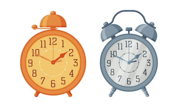 Clock with Clock Face and Clockwork Mechanism Displaying Time Vector Set — Stock Vector