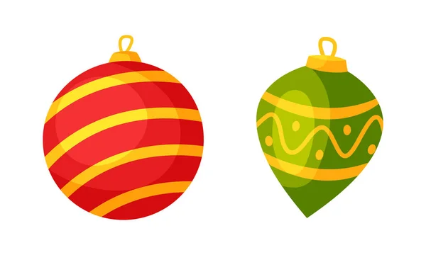 Bright Baubles como objeto navideño feliz y conjunto de vectores de elementos — Archivo Imágenes Vectoriales