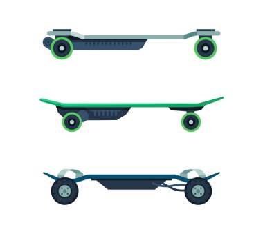Skateboard as Eco City Transport and Urban Vehicle Vector Set clipart