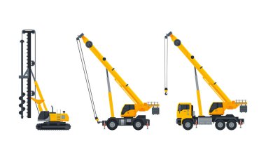 İnşaat Görevi Vektörü Ayarları İçin Ağır Ekipman ya da Makineler Olarak Kamyona Bağlı Turna