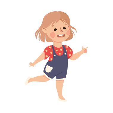 Genişletici El ve İşaret Parmak Vektörü İllüstrasyonuyla Bir Şey Gösteren Komik Kız