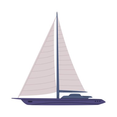 Direk ile Yelken Yatı Su Gemisi veya Yüzen Su Taşıyıcı İllüstrasyonu
