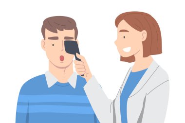 Kadın Sağlığı Profesyoneli Hasta Gözü İllüstrasyonuyla Oftalmoloji