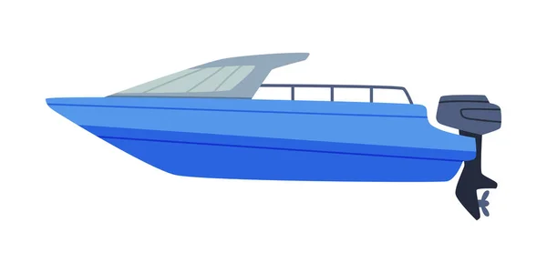 Motorboat or Speedboat as Watercraft or Swimming Water Vessel Vector Illustration — Stock Vector