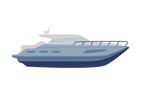 Motor Yacht med Motor som Vattenskoter eller Simning Vatten Fartyg Vektor Illustration — Stock vektor