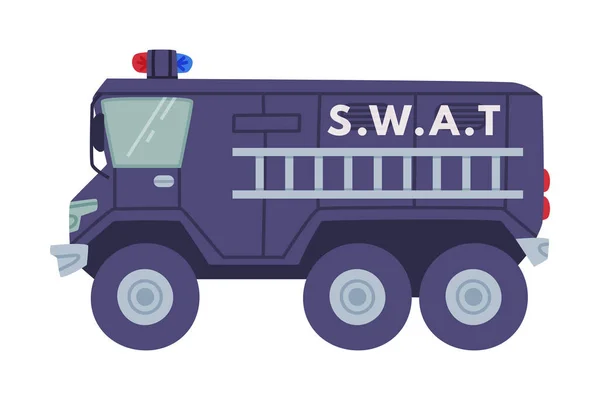 Truck with Siren as SWAT Vehicle or Rescue Vehicle and Police Tactical Unit Vector Illustration — Stock Vector