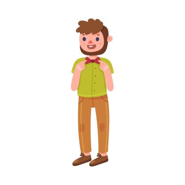 Parti Fotoğrafı Booth Prop Vektör İllüstrasyonu rolünde Genç Adam Papyon Tutuyor