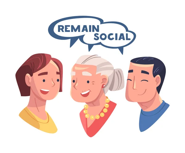 Alzheimer preventie met oudere vrouw praten met iemand resterende sociale vector illustratie — Stockvector