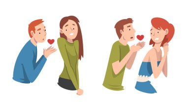 Erkek ve Kadın Karşılıksız Aşk Hisseden Vektör Seti Deneyimi