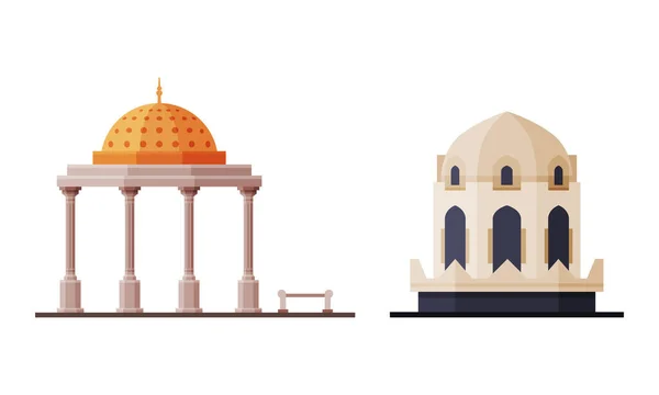 Oman Muscat City Historisches Gebäude und Sehenswürdigkeiten Vektor Set — Stockvektor