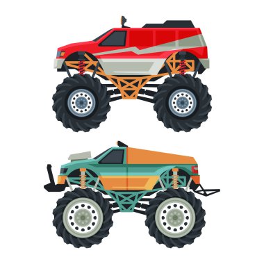 Dört tekerli direksiyon ve Rekabet ve Eğlence için Büyük ölçekli Lastikleri olan Canavar Kamyon