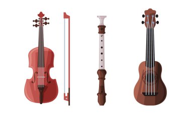 String Müzik Enstrümanı Vektörü olarak Ukulele ve Keman