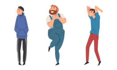 People Character Dancing at Disco Party Moving Hands and Legs Vector Set