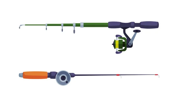 Fisherman Fishing Rod for Catching Fish Vector Set — Stockvektor