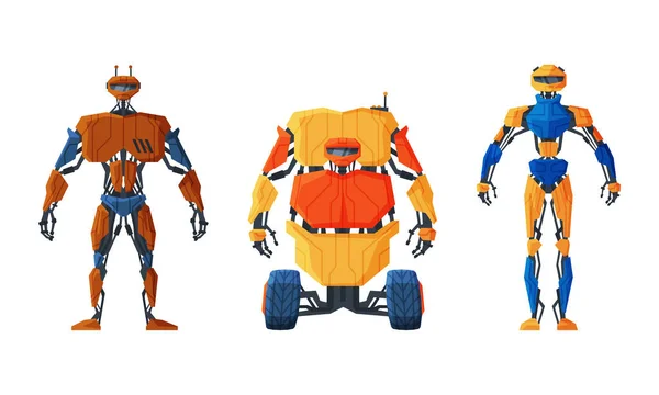 玩具モデルベクトルセットとしての金属ロボットトランス — ストックベクタ