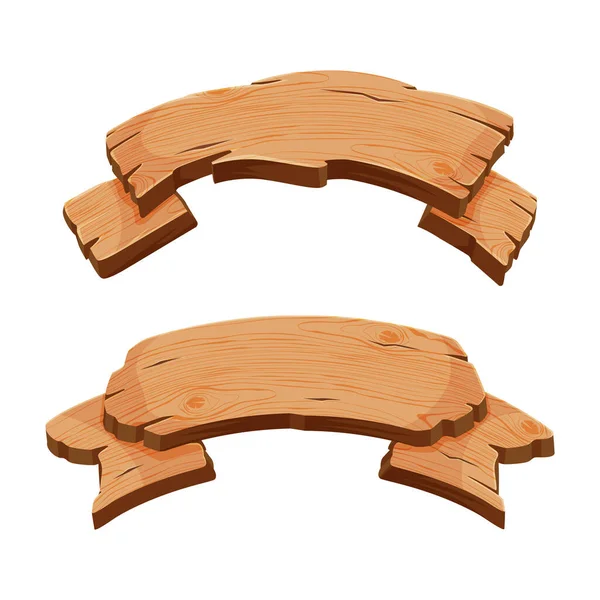 Wooden Empty Signboard Plank of Brown Timber Material Vector Set — Stok Vektör