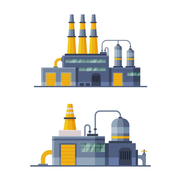Waste Management or Garbage Processing Factory or Plant Vector Set — Wektor stockowy