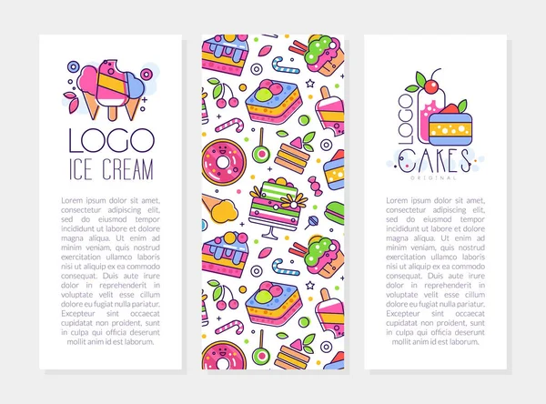 Sweets and Cake Dessert Advertising Banner Vector Template — Archivo Imágenes Vectoriales