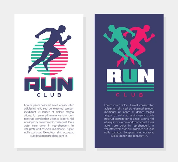 Run Fest Poster for Marathon and Running Competition Vector Set — Stock Vector