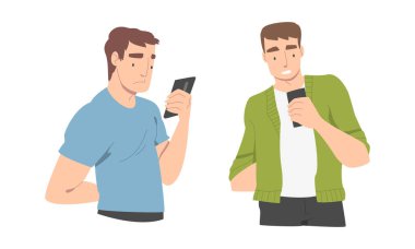 Smartphone Vektör İllüstrasyonunda Kötü Haber Adamı Karakteri Okuma İletisinden Hayal kırıklığına uğradım