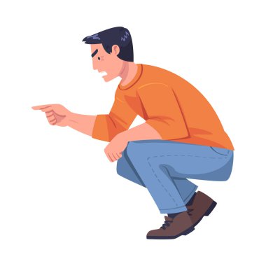 Saldırgan Adam Parmakla İşaret Etme ve Zayıf Vektör İllüstrasyonunu Aşağılama