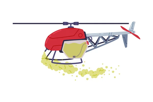 Helicóptero agrícola o rotor con hélice para aplicación aérea de plaguicidas Vector Illustration — Vector de stock