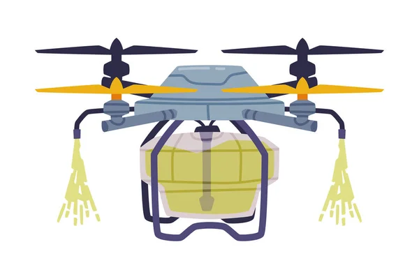 Agricultural Drone with Propeller as Vehicle for Aerial Application of Pesticides Vector Illustration — Stock Vector