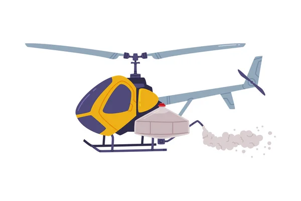 Helicóptero agrícola o rotor con hélice para aplicación aérea de plaguicidas Vector Illustration — Vector de stock