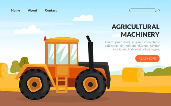 Modèle de bannière vectorielle de machines agricoles pour l'agriculture et l'industrie rurale — Image vectorielle