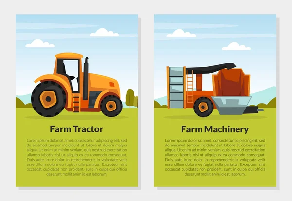 Modèle de bannière vectorielle de machines agricoles pour l'agriculture et l'industrie rurale — Image vectorielle