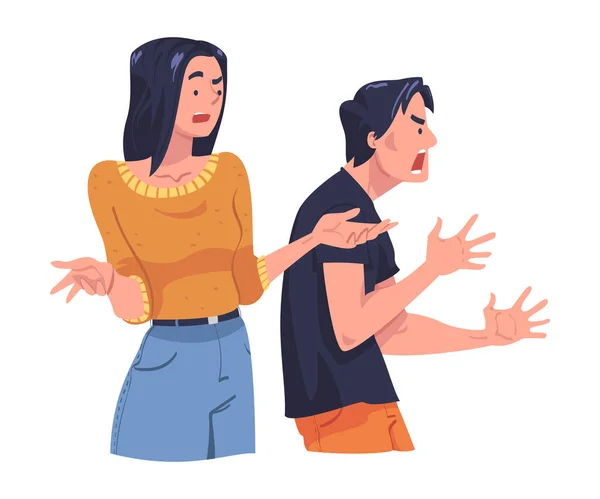 Angry Man and Woman Arguing having Conflict with someone Vector Illustration — Stockový vektor