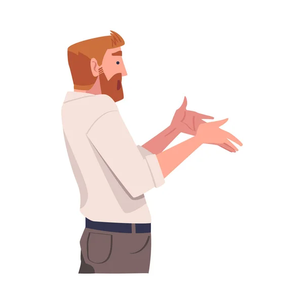 Angry Man Arguing Having Conflict with Somebody Vector Illustration — Stock Vector