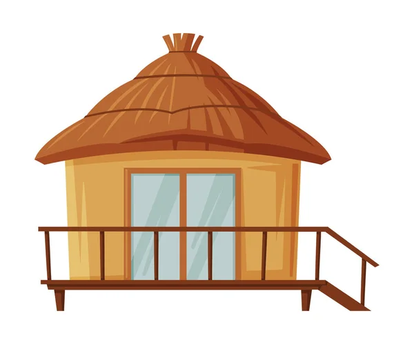 Capanna o cabina con tetto di paglia come Bali tradizionale Attributo culturale Vettoriale Illustrazione — Vettoriale Stock