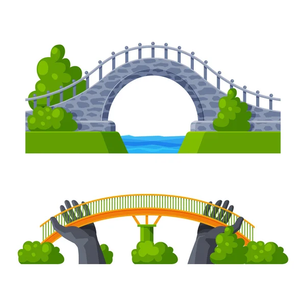 Köprü Yapısı Nehir Ötesi Yol Taşıma Vektörü Ayarları — Stok Vektör