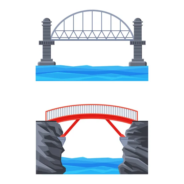 Estrutura da ponte que transporta a estrada através do conjunto de vetores do rio —  Vetores de Stock