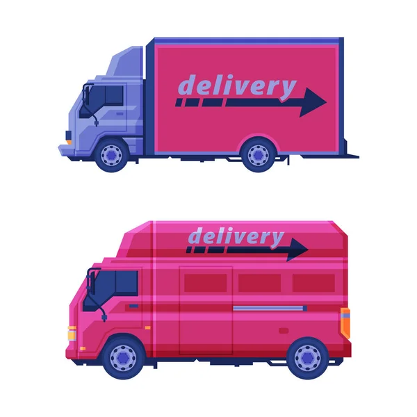 Delivery Truck as Commercial Transport for Shipping Vector Set — Stock Vector