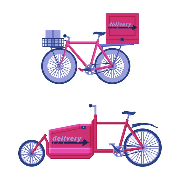 Consegna Bicicletta come trasporto commerciale per la spedizione Vector Set — Vettoriale Stock