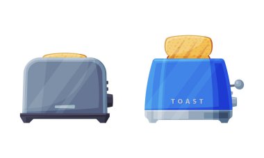 Toaster as Home or Household Electric Appliance Vector Set clipart