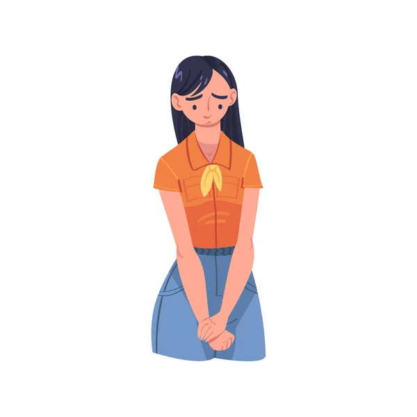 Personnage jeune femme dans le stress se sentant fatigué et épuisé Illustration vectorielle — Image vectorielle