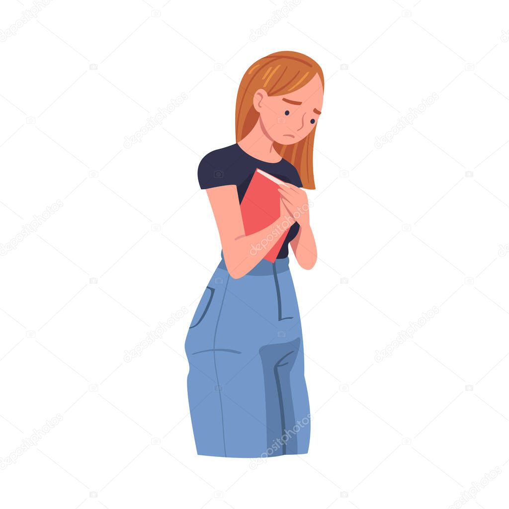 Young Woman Character in Stress Feeling Tired and Exhausted Vector Illustration