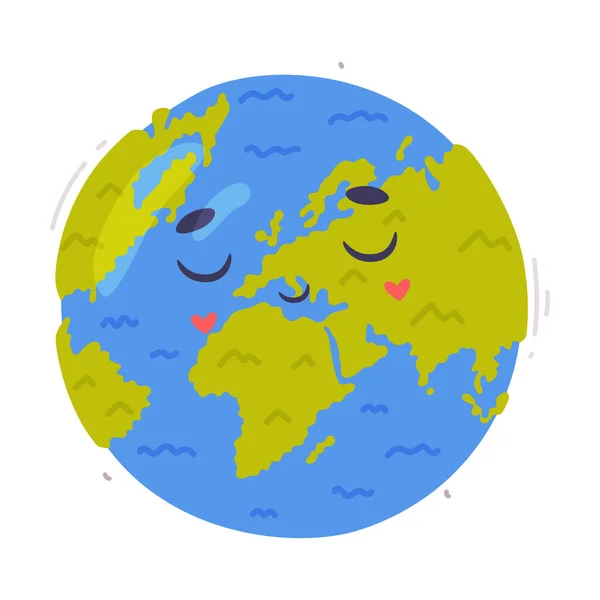 Globe de la Terre souriant comme écologie et protection de l'environnement et illustration vectorielle de conservation — Image vectorielle
