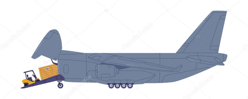 Cargo Aircraft as Freight Delivery Logistics Service Vector Illustration