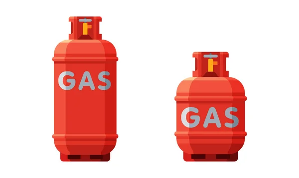 Propan Red Gas Cylinder as Flammable Fuel Vector Set — Stockový vektor