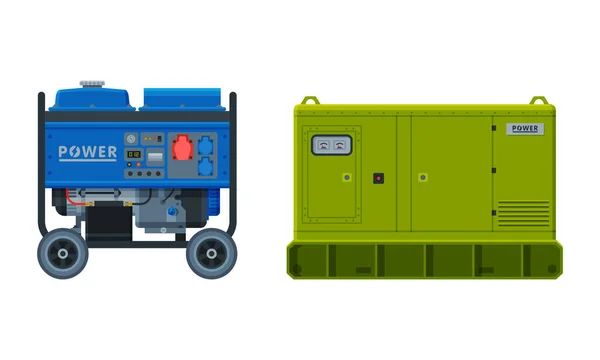 Tipos de conjunto de vectores de generador de energía eléctrica industrial — Vector de stock