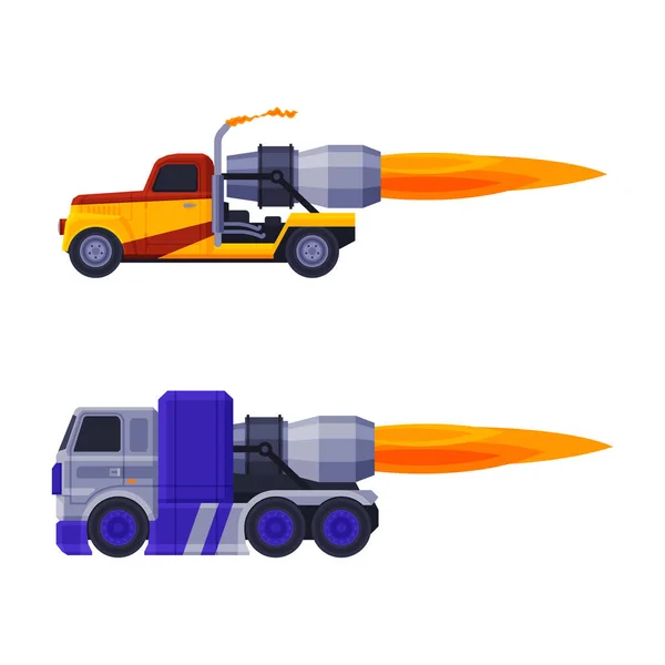Conducción de camiones Turbo Racing con juego de vectores de alta velocidad — Archivo Imágenes Vectoriales
