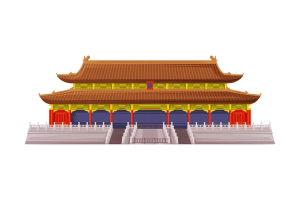 Arquitectura del Templo Chino como Objeto de China y Símbolo Cultural Tradicional Vector Illustration — Vector de stock