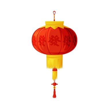 Çin Nesnesi Olarak Tassel ve Geleneksel Çin Sembol Resimleri Olarak Kırmızı Kağıt Fener